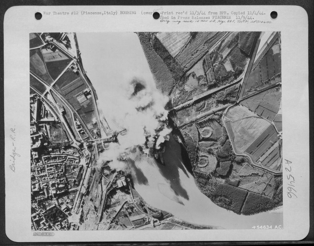 12th Air Force bombers attack Piacenza rail bridge
