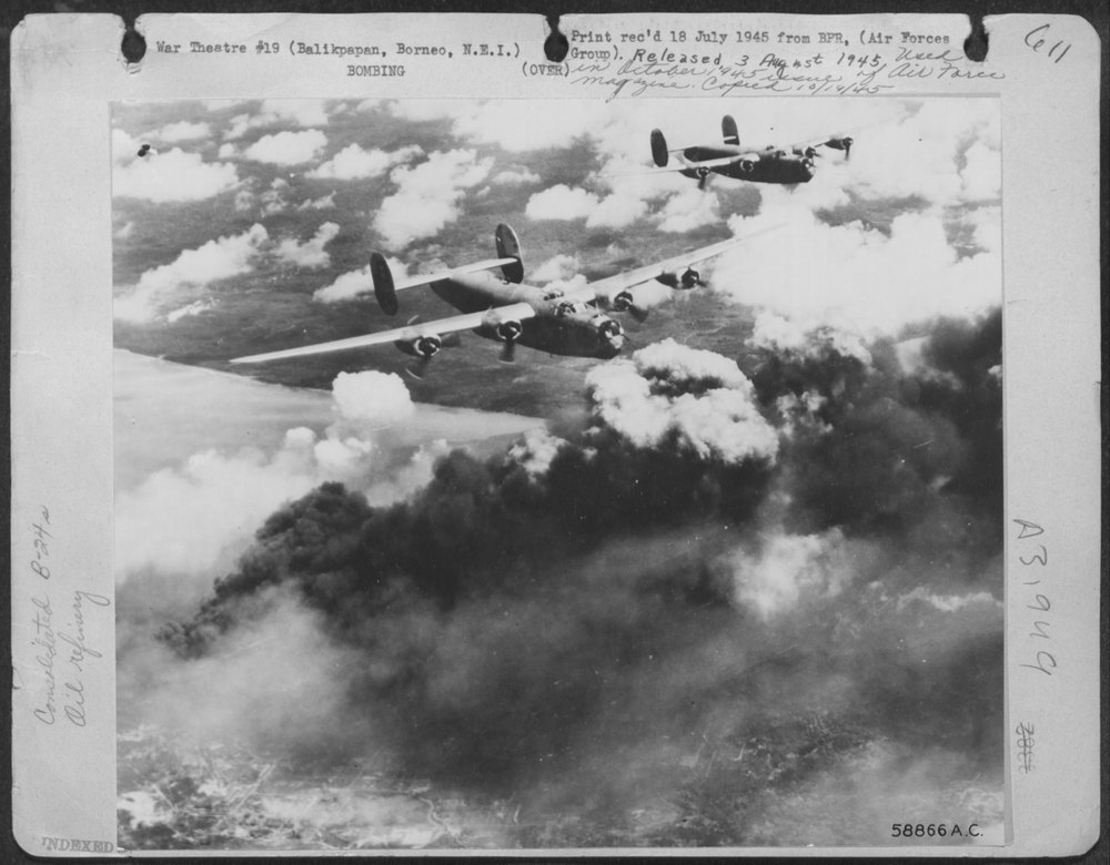 13th AAF Liberators over Balikpapan