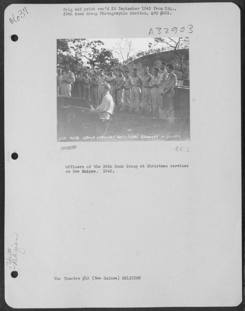 38th Bomb Group at Christmas services New Guinea