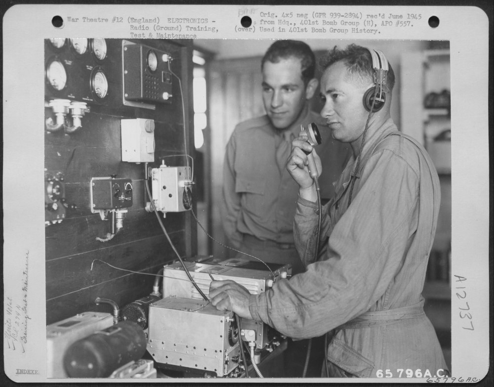 401st Bomb Group tests radio set England