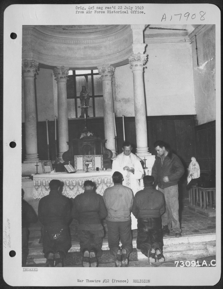 410th Bomb Group at Catholic chapel service