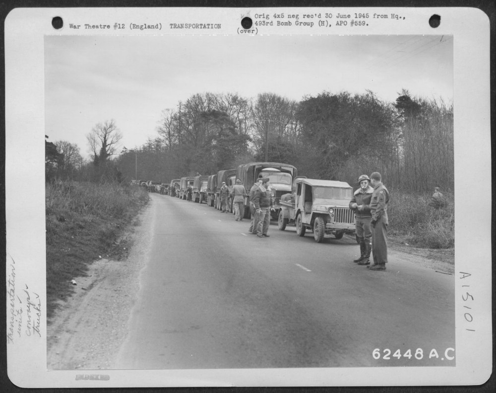 493rd Bomb Group Convoy In England
