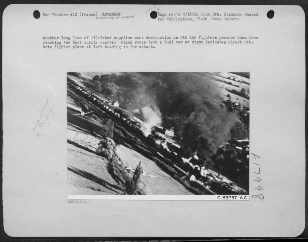 8th AAF fighters attack Nazi supplies