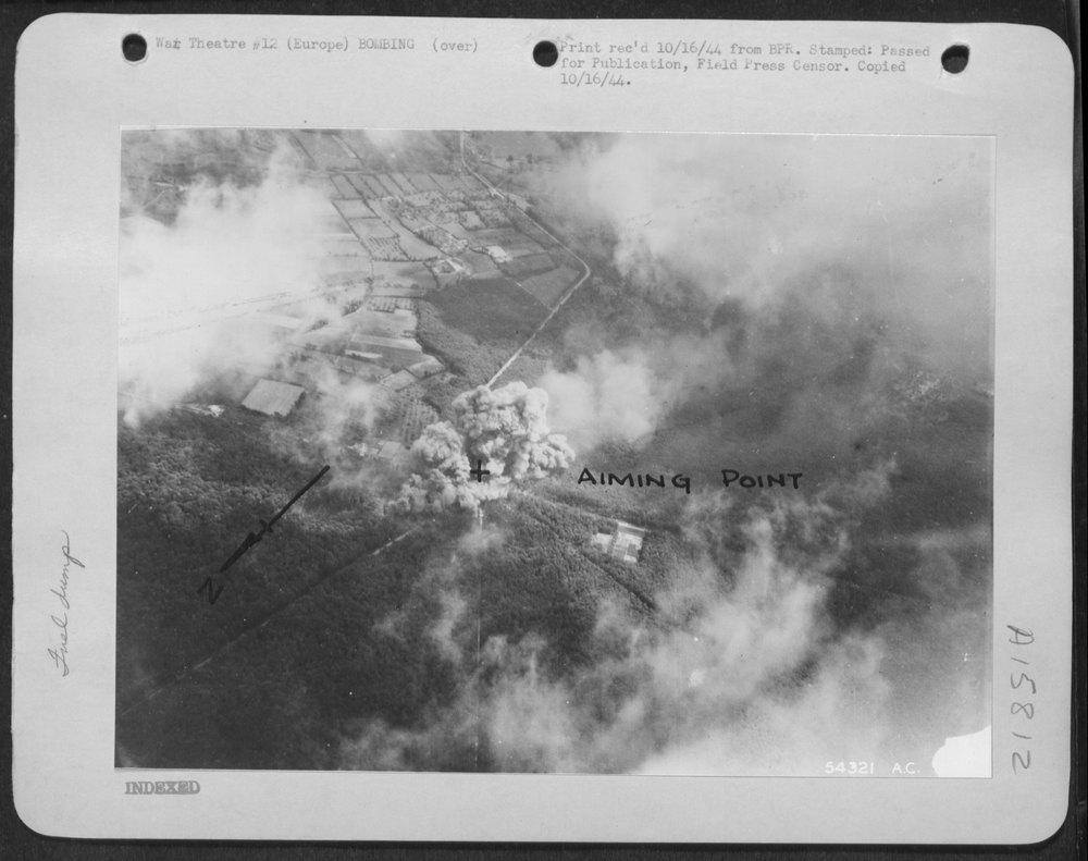 A-20 Havoc formation over enemy fuel dump