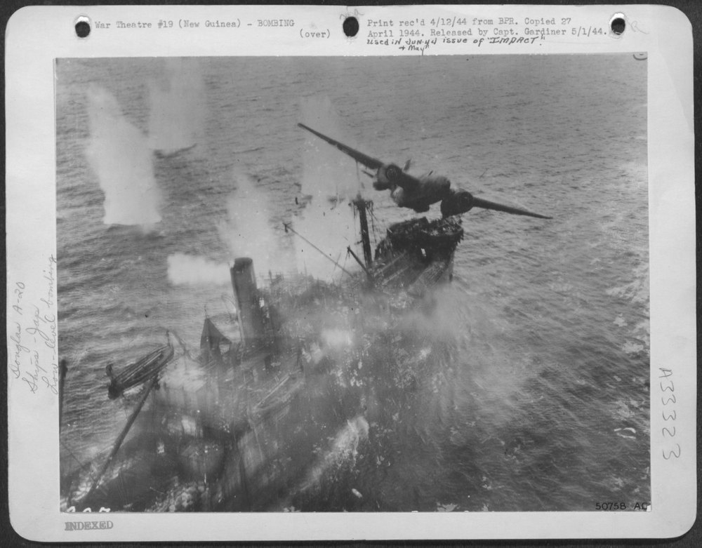 A-20 skip bombing freighter