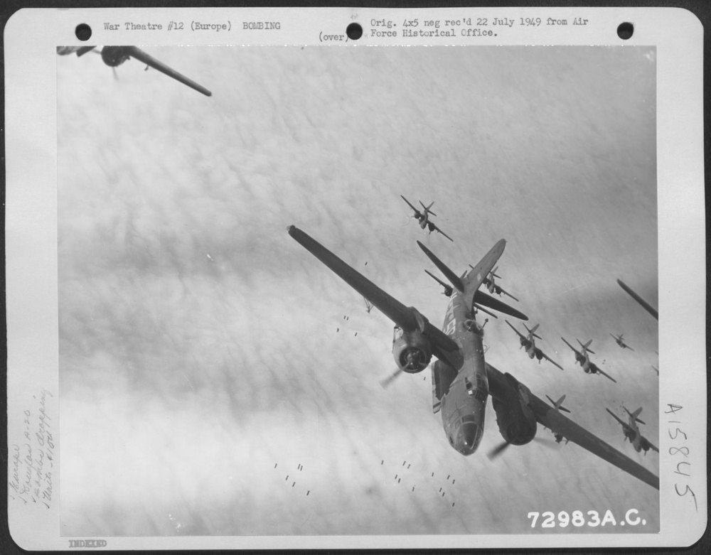 A-20s bombing enemy installations