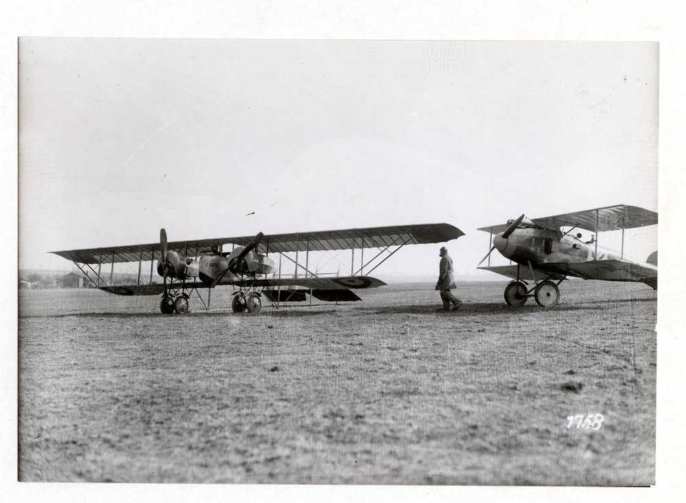 A French Caudron biplane taken over without damage, Champagne