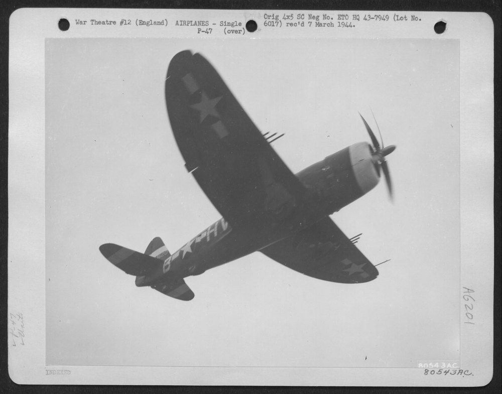 A Republic P-47 of the 56th Fighter Group, based at Norfolk, England