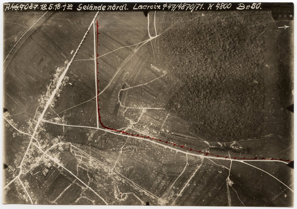 Aerial photograph of rural landscape near Lacroix