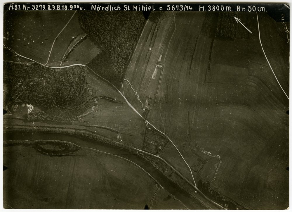 Aerial photograph of rural landscape near St. Mihiel