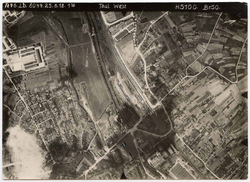 Aerial photograph of Toul West railway yard
