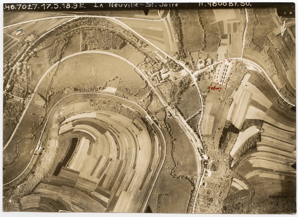 Aerial view of La Neuville-St. Joire building complex
