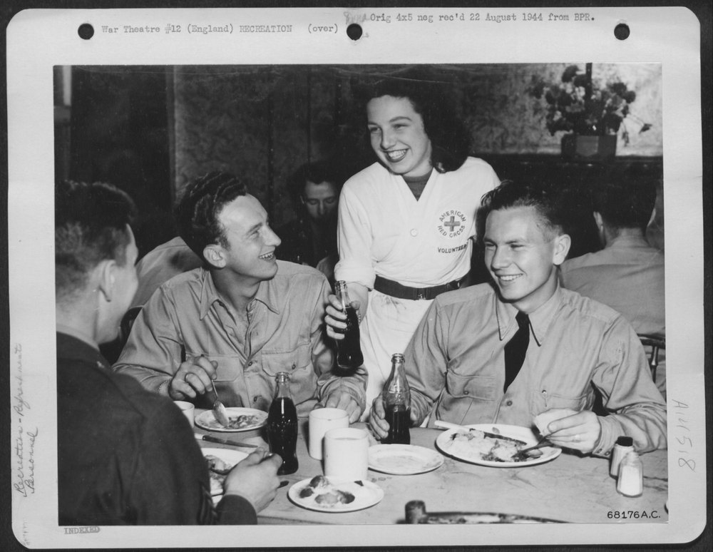 Air Force Enlisted Men Relaxing At An American Red Cross Service Club
