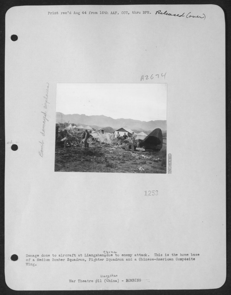 Aircraft damaged at Liangshan China