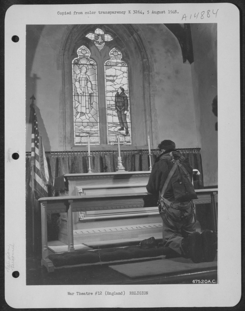 Airman prays at 96th Bomb Group Chapel