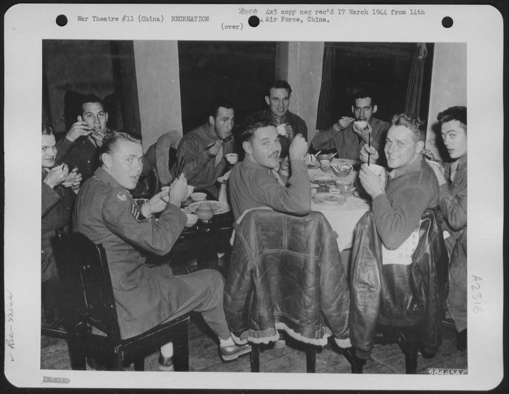 Airmen at Cantonese restaurant in China