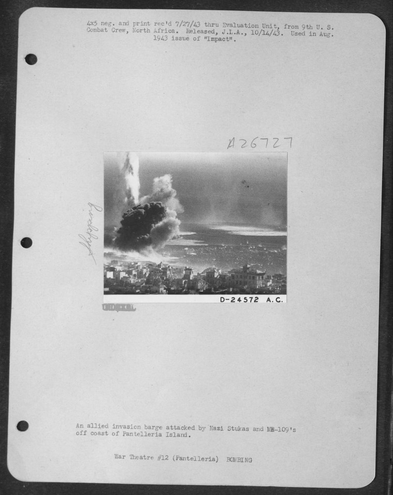 Allied barge attacked off Pantelleria