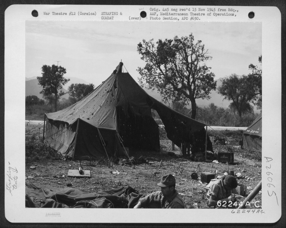 Allied tent at Corsican airfield