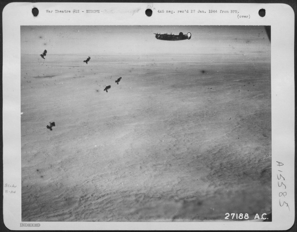 American bomber through flak