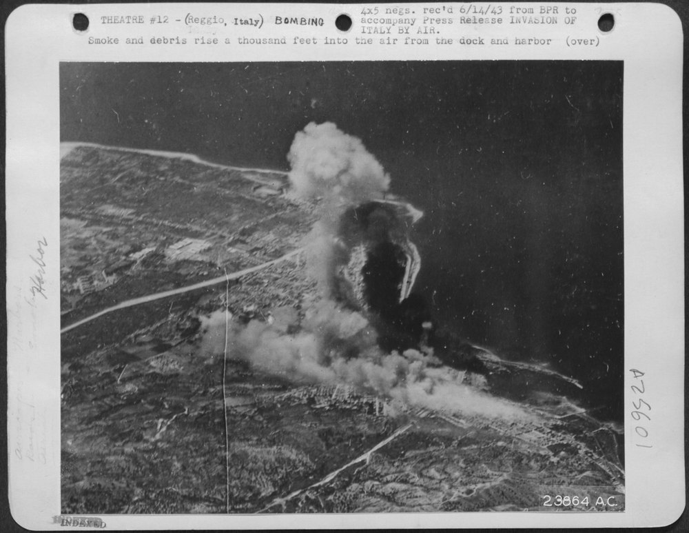American bombers over Reggio Italy