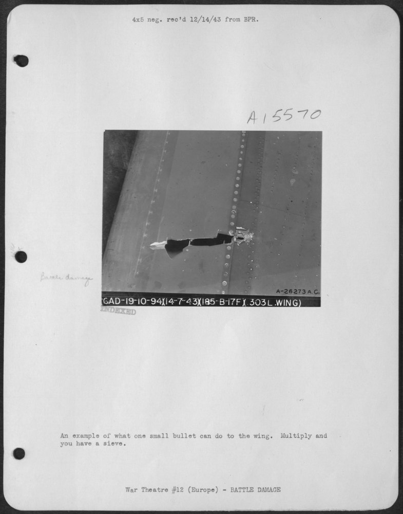 An example of what one small bullet can do to the wing