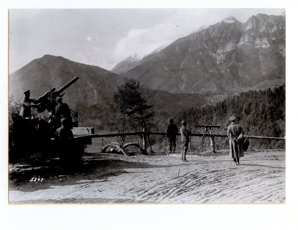 Anti-aircraft battery on the road of the advance, Isonzo offensive