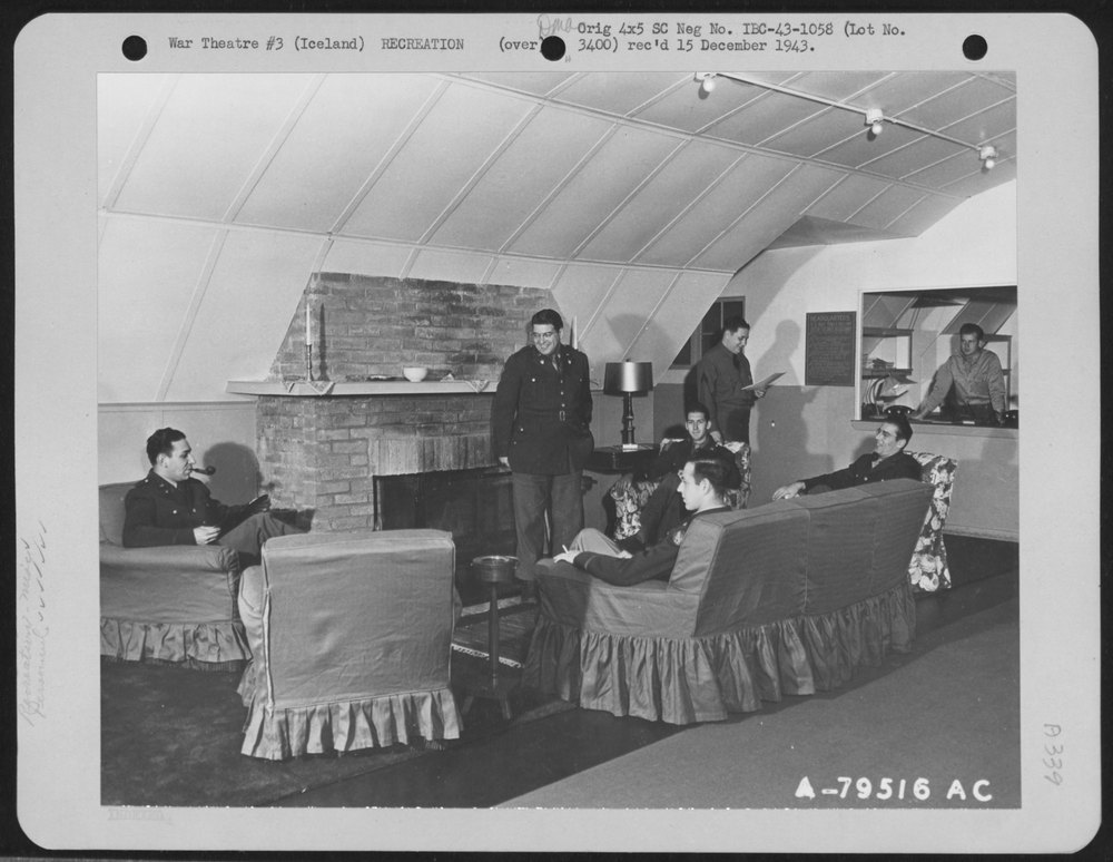 Around the fireplace at the Hotel De Gink, a rest center for the Air