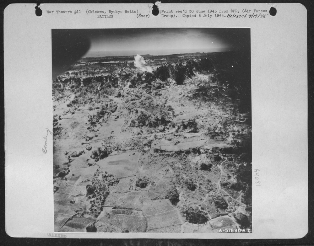 Artillery Hits Okinawa Escarpment
