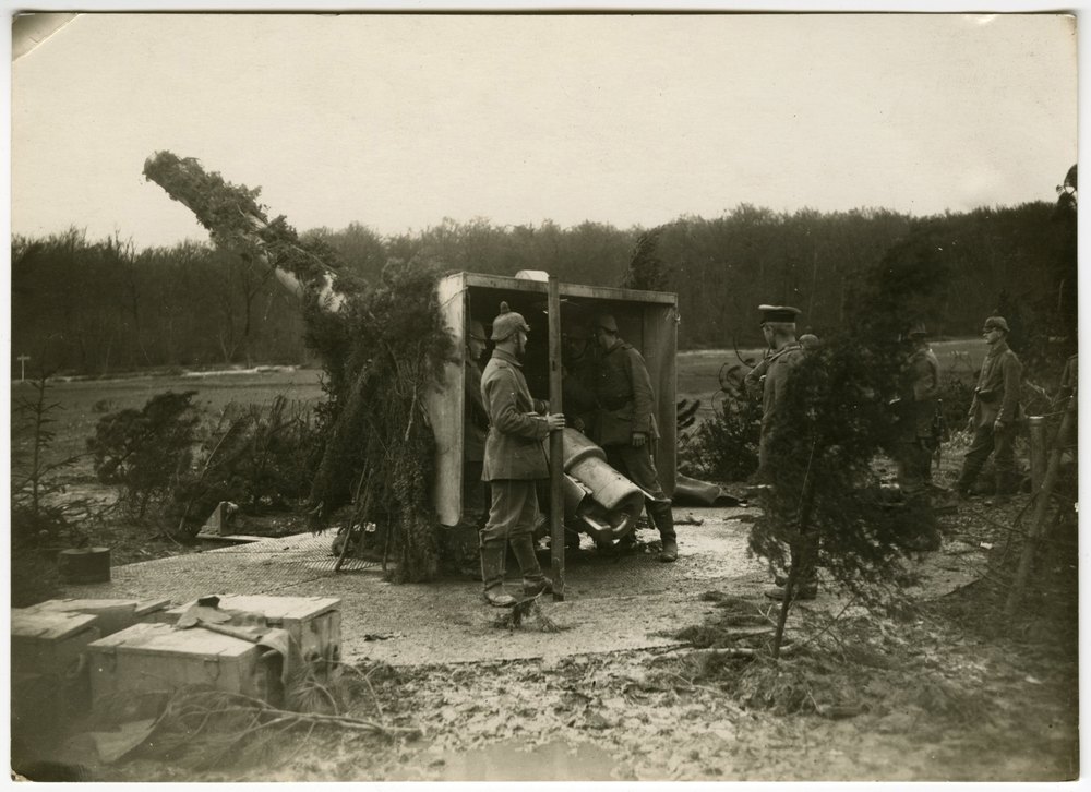 Artillery piece with camouflage