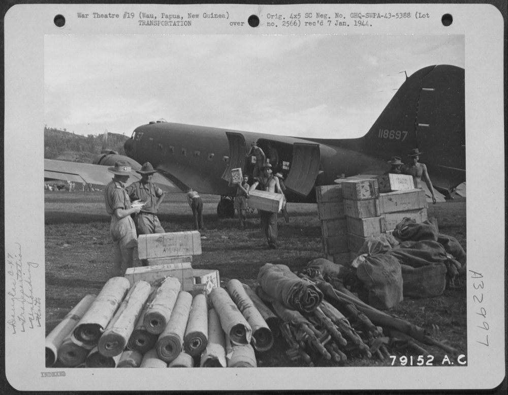 Australian Soliders Unload C-47 Transport Of The 6th Troop Carrier