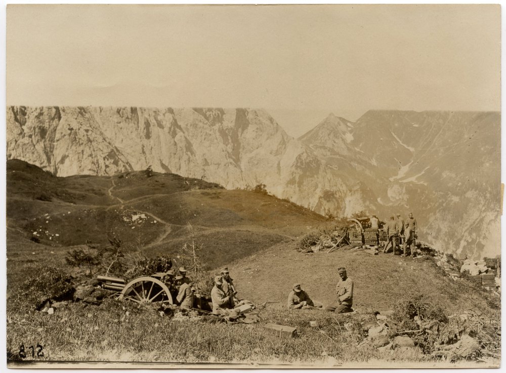 Austrian field battery in mountainous landscape