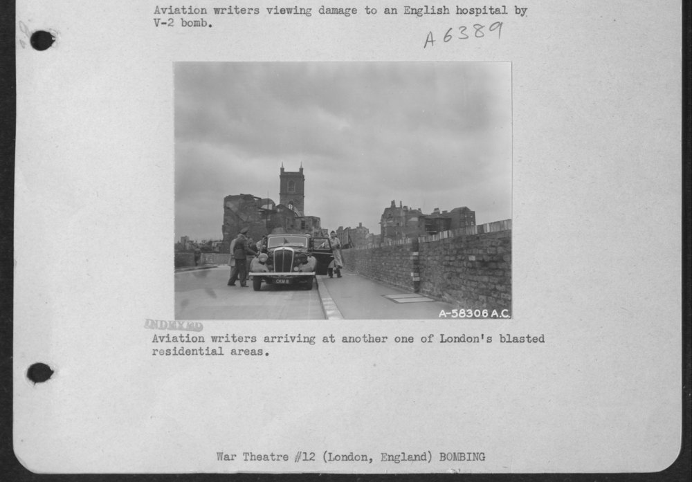 Aviation writers in London's blasted areas