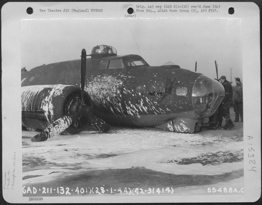 B-17 Belly Landed At 8th Air Force Base