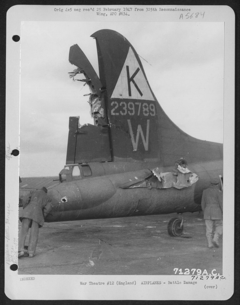 B-17 damaged in England