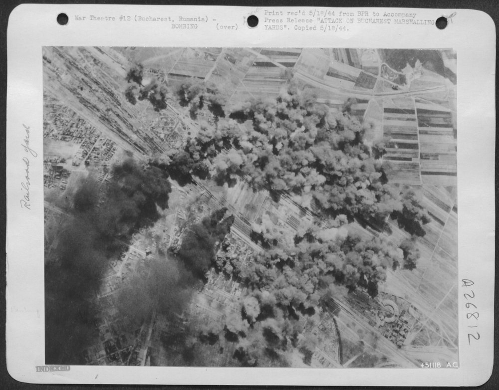 B-17 Flying Fortress and B-24 Liberators over Bucharest