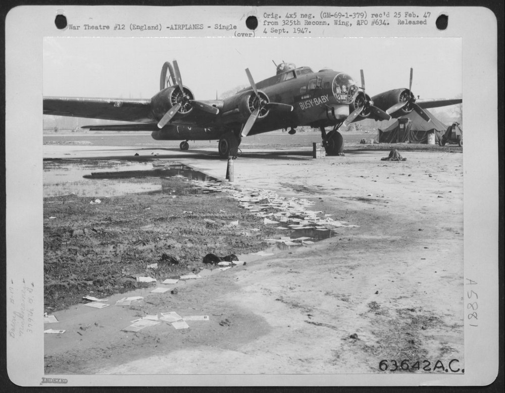 B-17 Flying Fortress at airfield