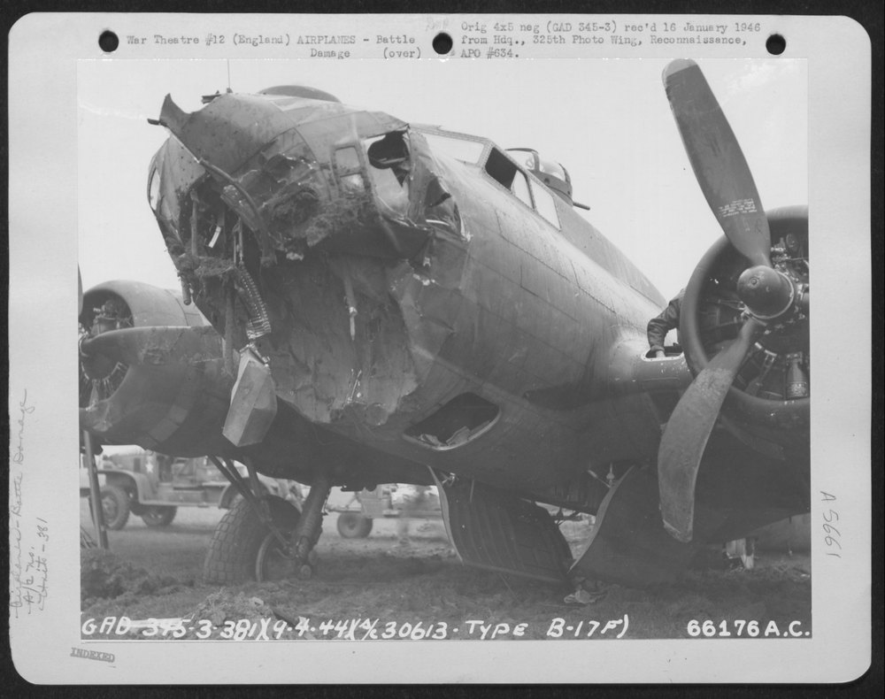 B-17 Flying Fortress battle damage England