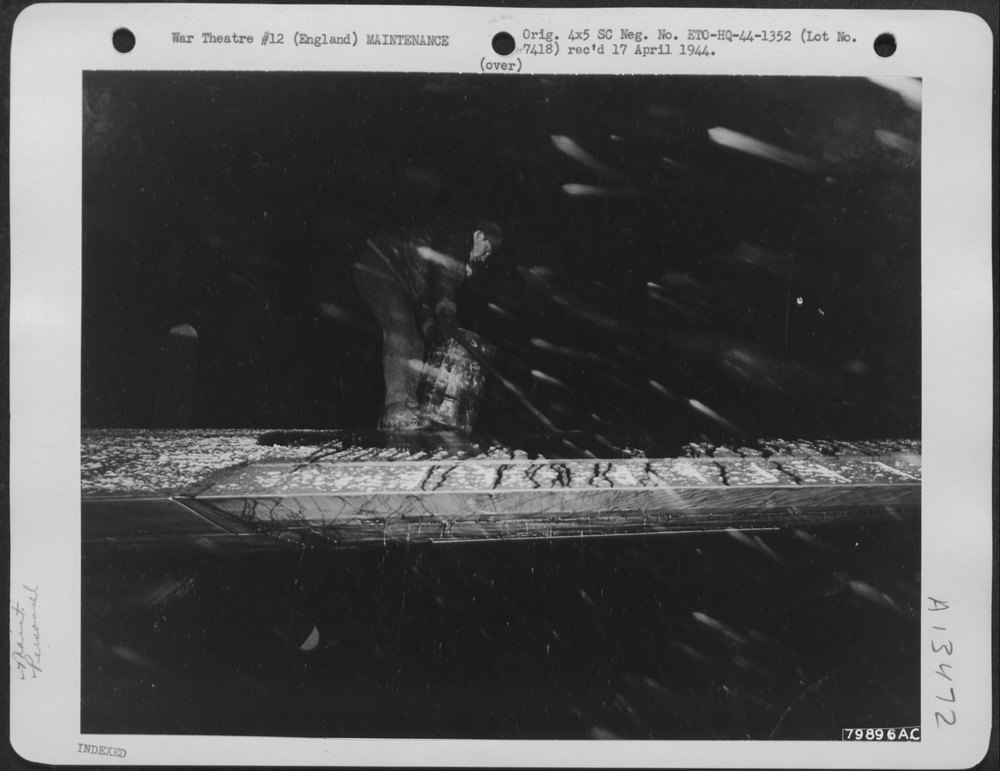 B-17 Flying Fortress in blizzard at Framlingham