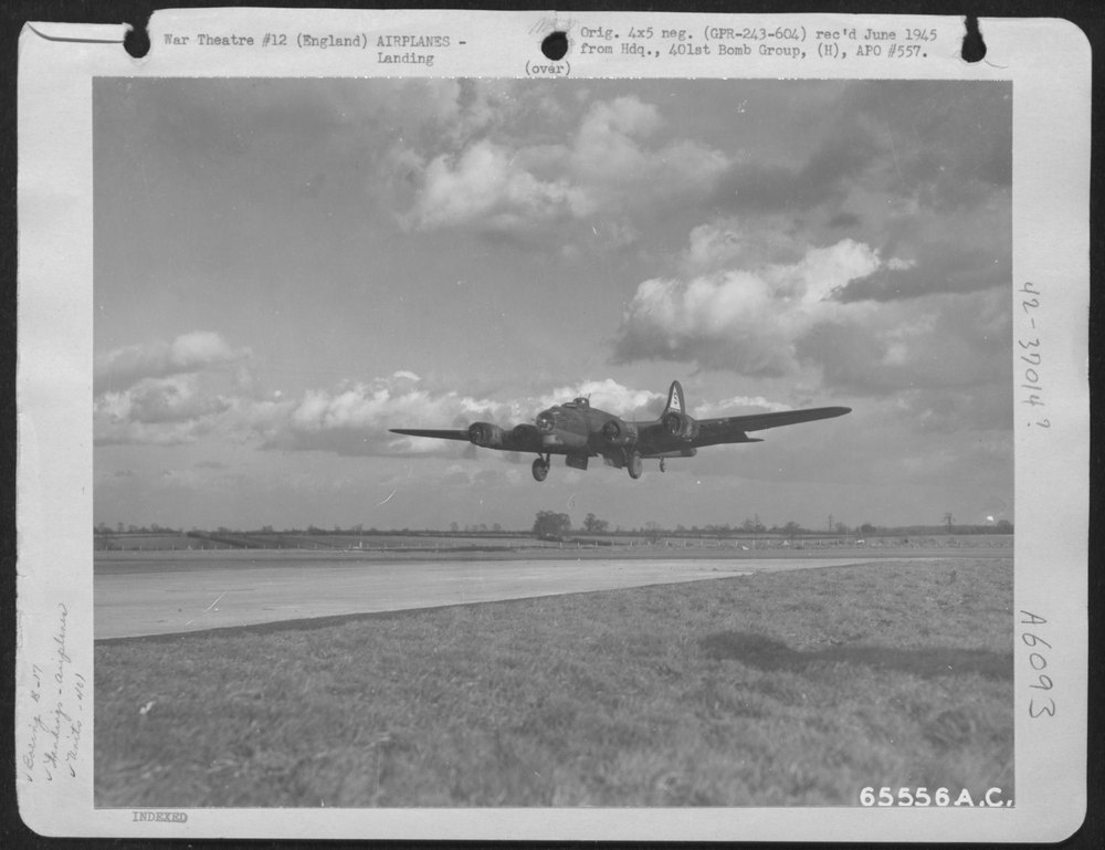 B-17 Flying Fortress lands England