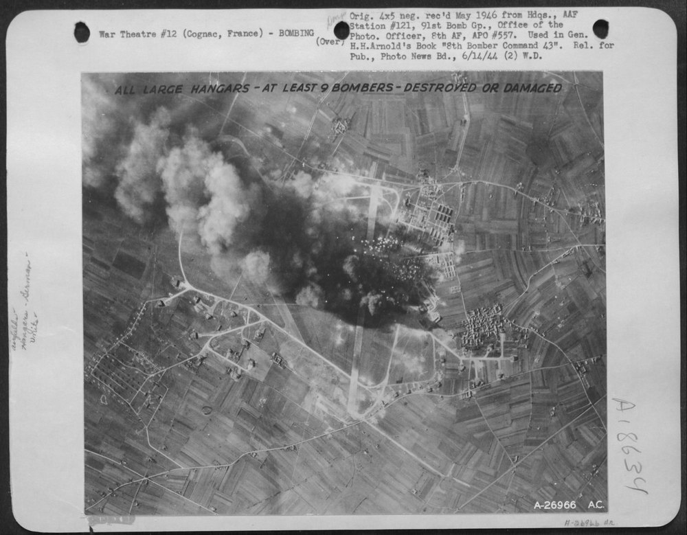 B-17 Flying Fortresses attack airfield at Cognac