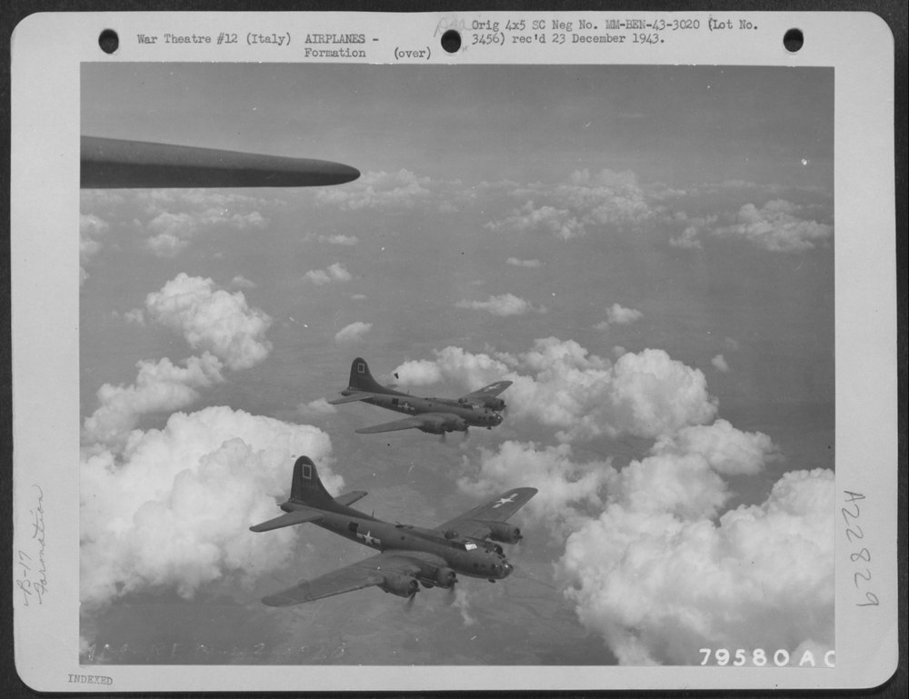B-17 Flying Fortresses Enroute To Target
