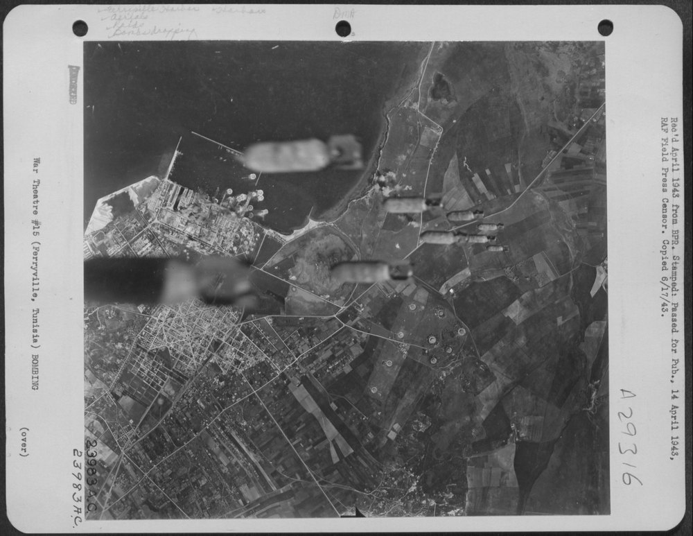 B-17 Flying Fortresses over Ferryville Harbor
