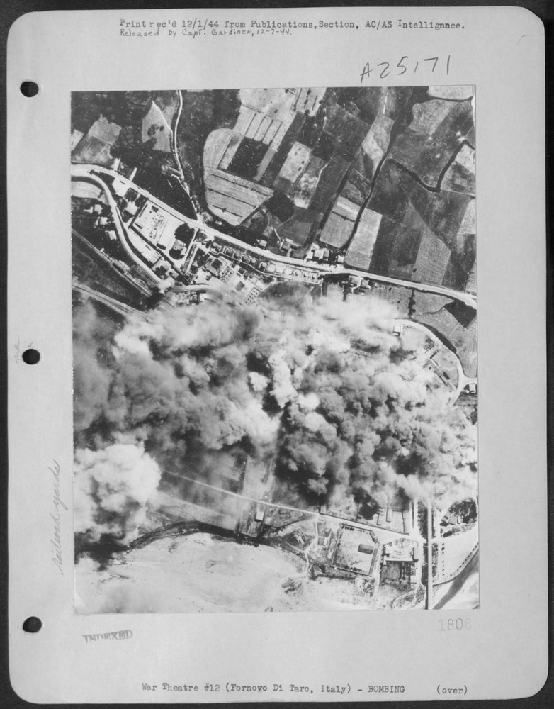 B-17 Flying Fortresses over Fornovo di Taro railyards