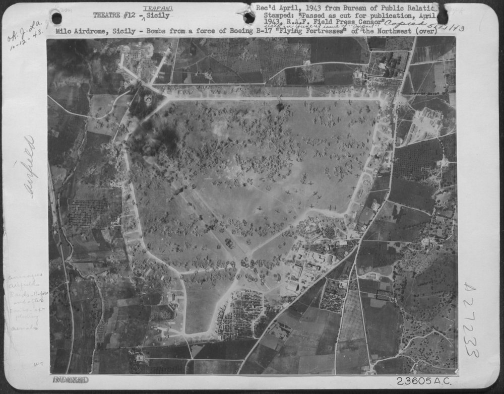 B-17 Flying Fortresses over Milo airdrome