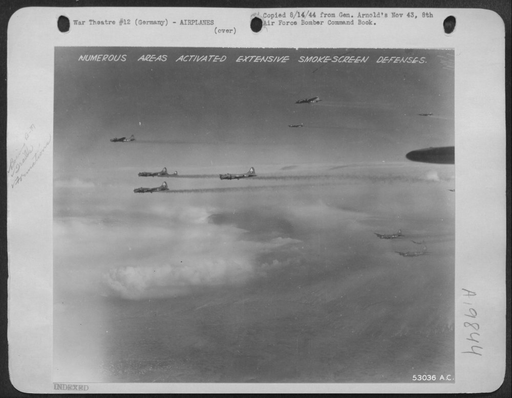 B-17 Flying Fortresses smoke screen defenses