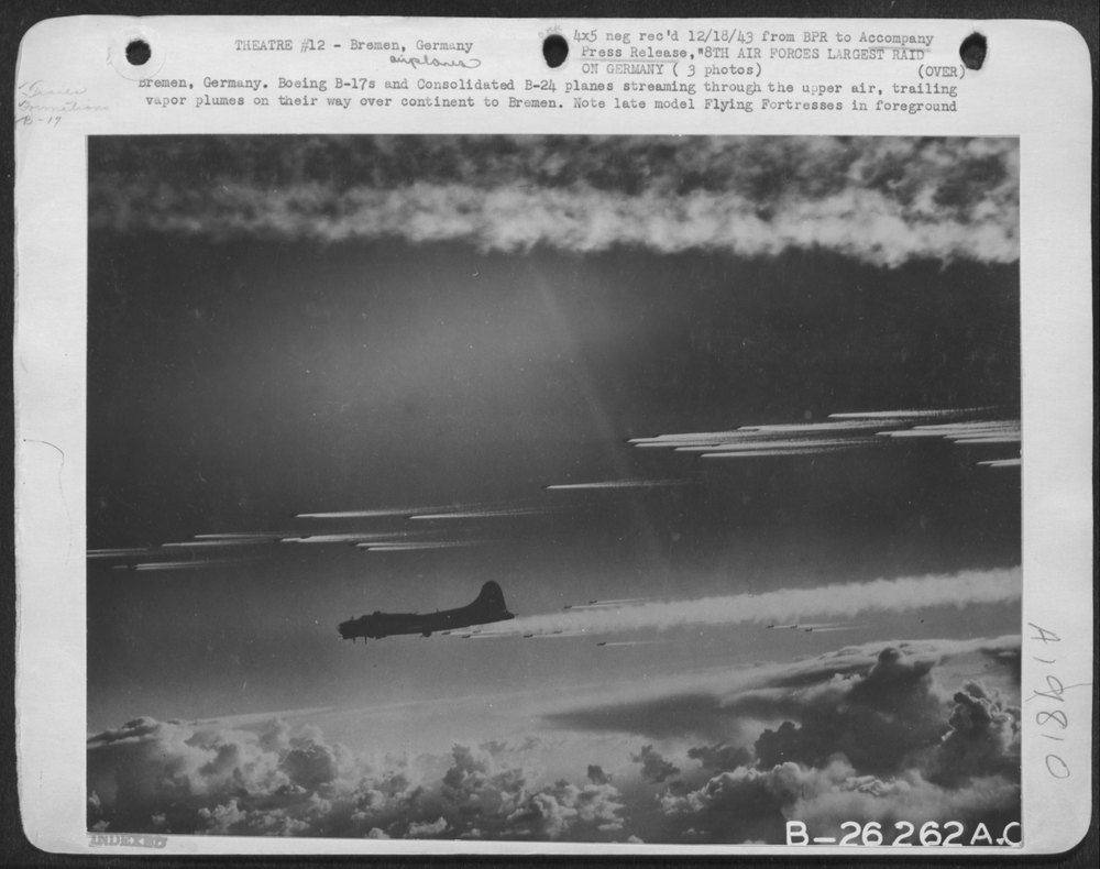 B-17s and B-24s over Bremen
