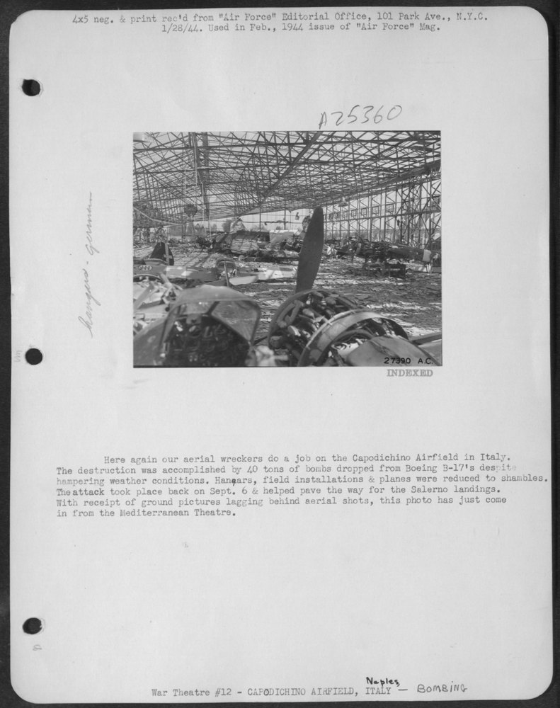 B-17s bomb Capodichino Airfield