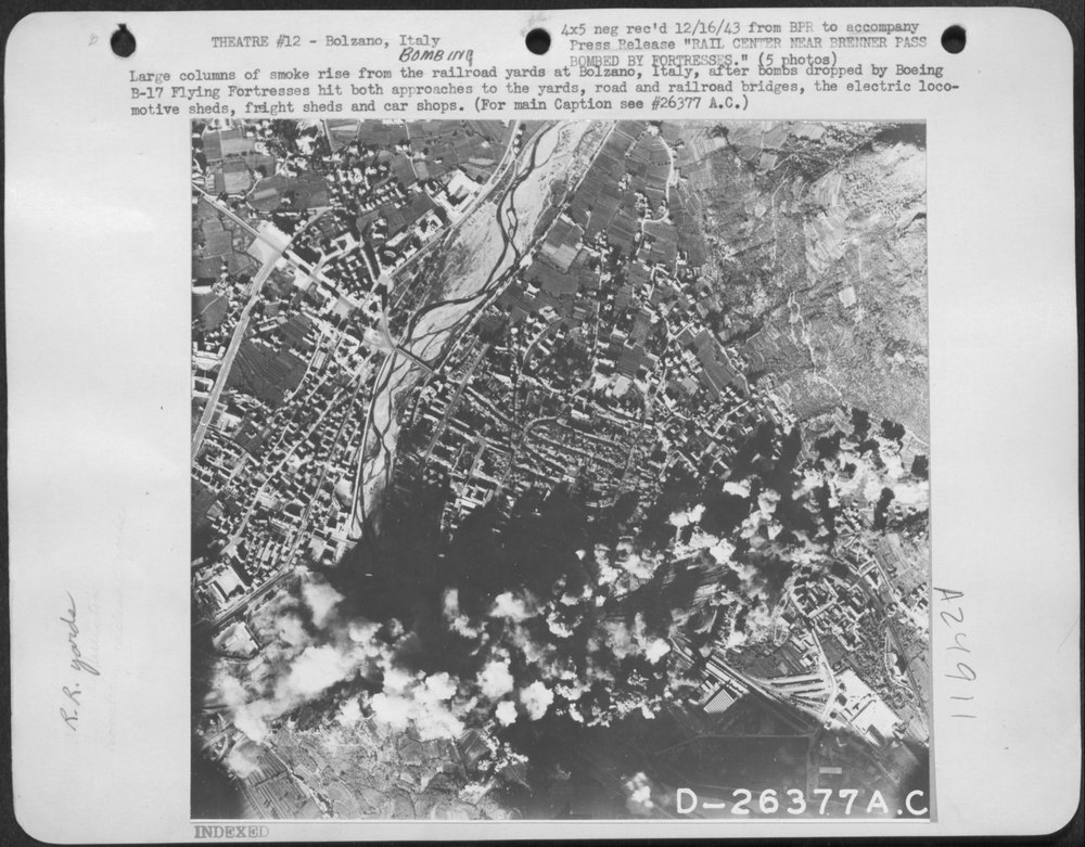 B-17s hit Bolzano railroad yards
