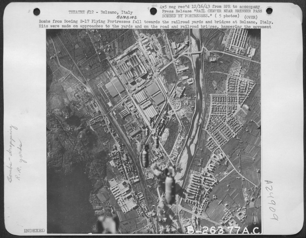 B-17s over Bolzano railroad yards