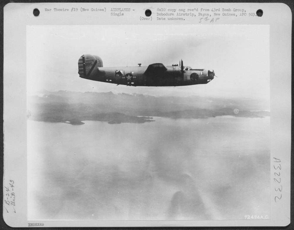B-24 in flight near New Guinea